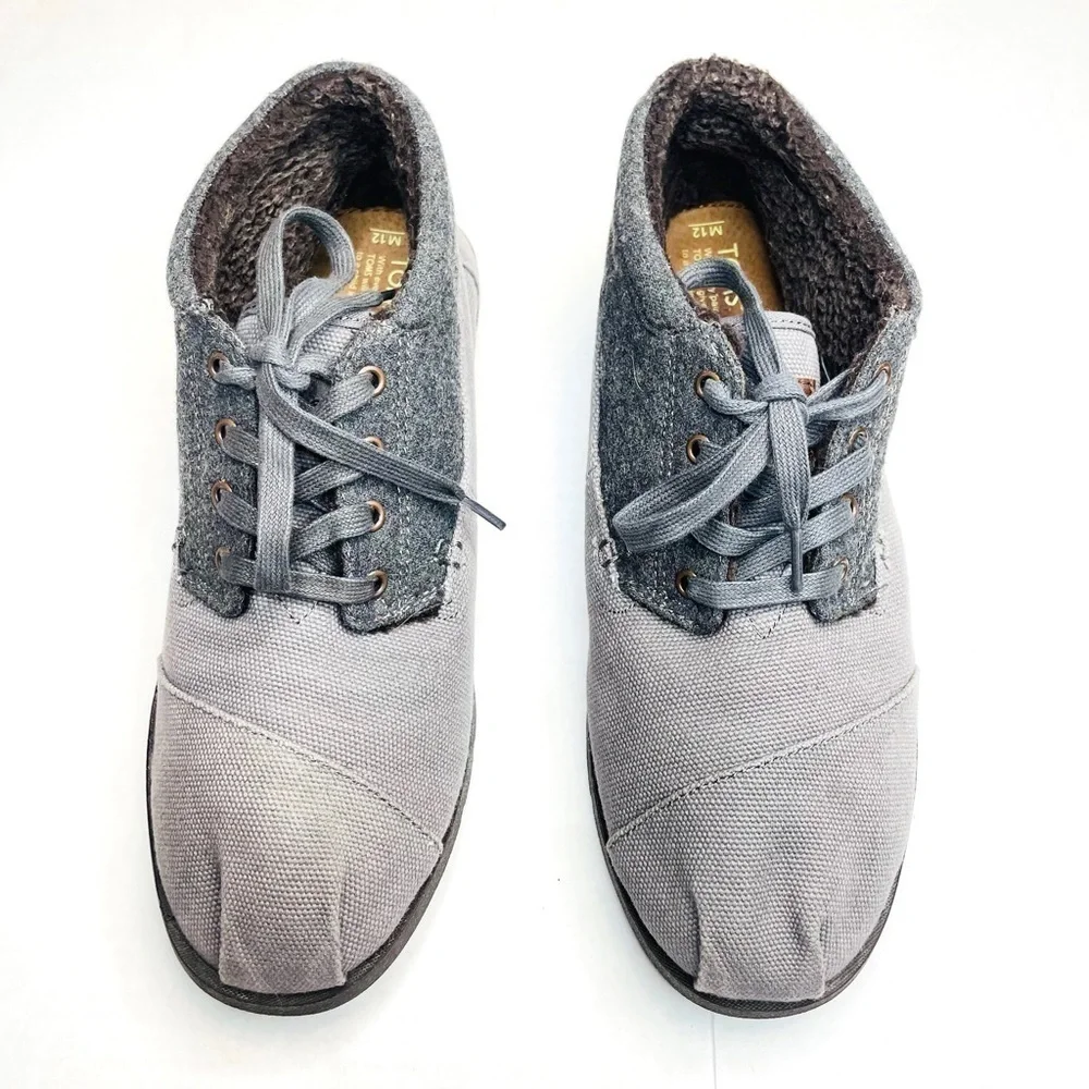 Toms Botas Highlands Mens Grey Wool Ridge Sherpa Lined Chukka Boots Size 12